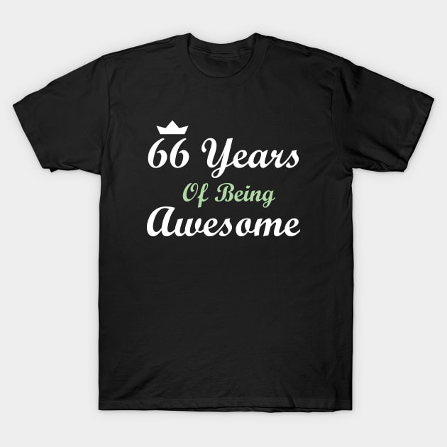 66 Years Of Being Awesome T-Shirt by FircKin